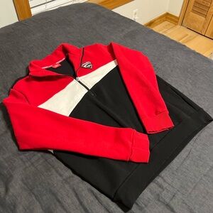 Men's Red and Black Zip-Up Sweater